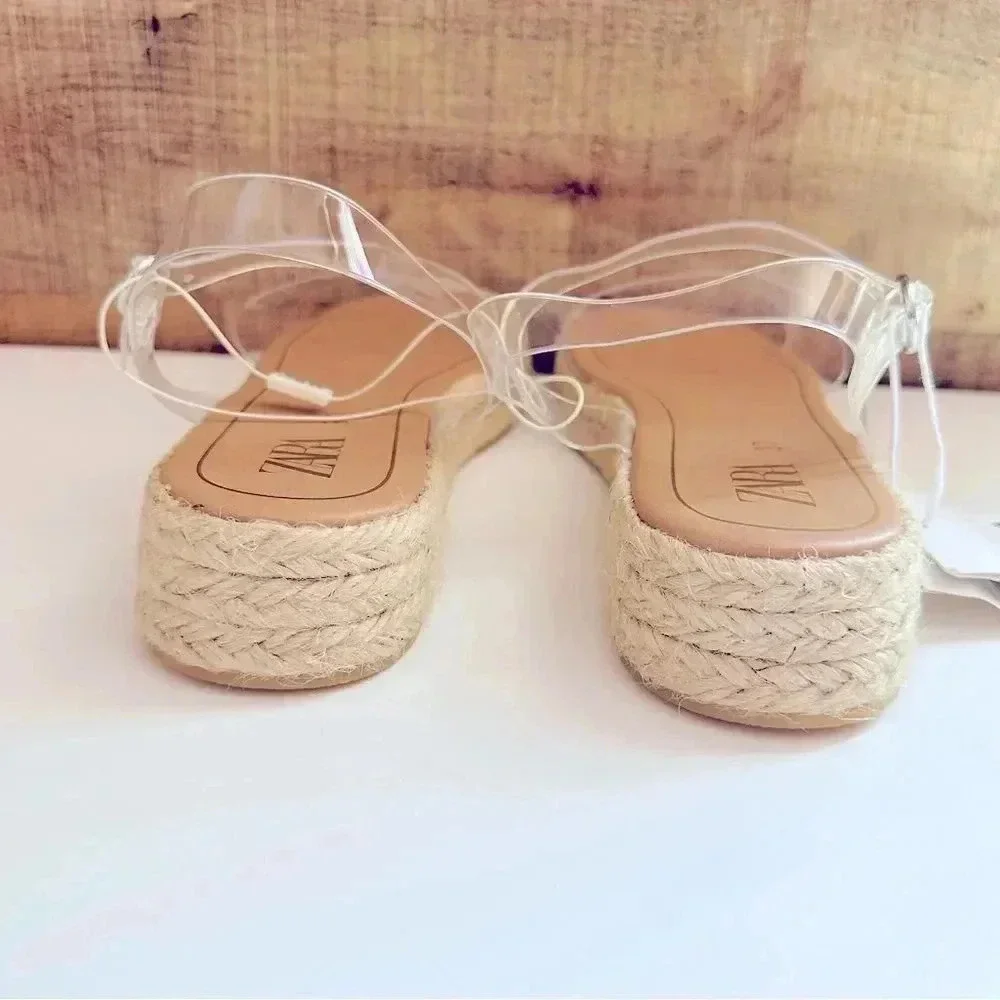 NWT Zara Vinyl Espadrille Sandals